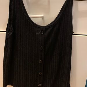 Black button tank top